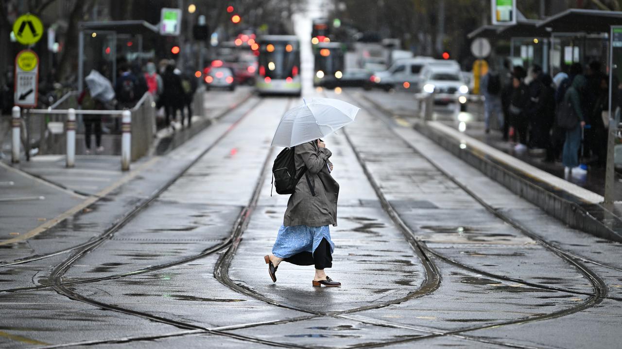 People in Melbourne in the rain