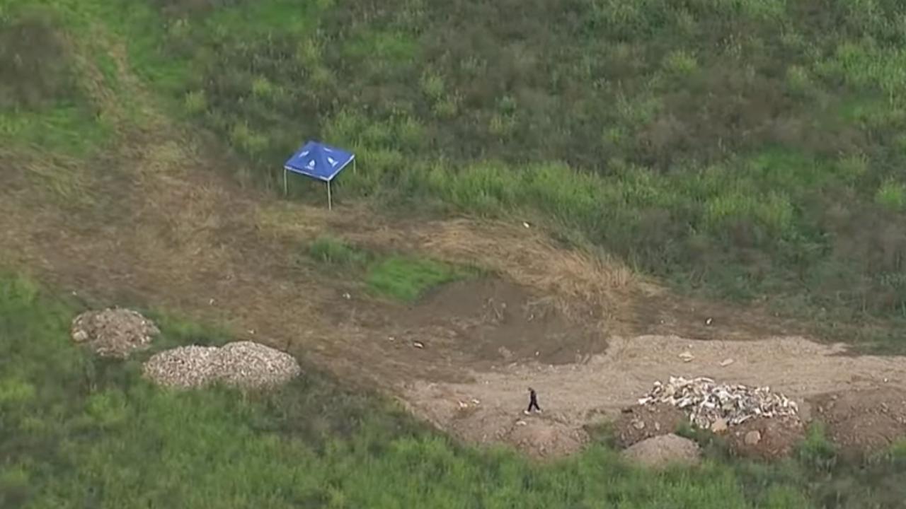 Police at the scene where remains were found