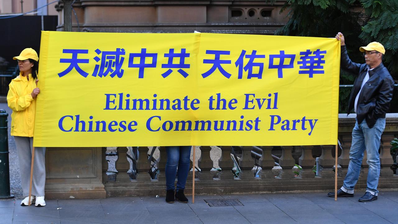 Falun Gong members at a protest rally outside Sydney (file image)