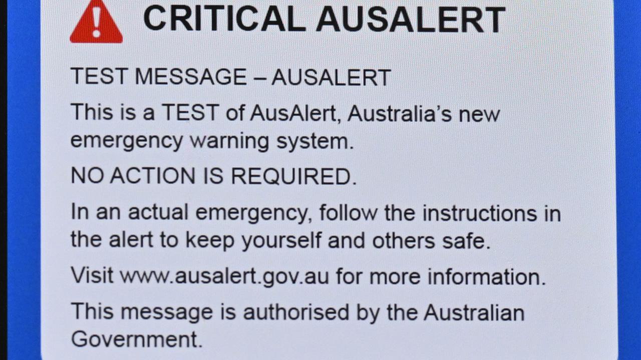 AusAlert is seen on a smart phone in Canberra
