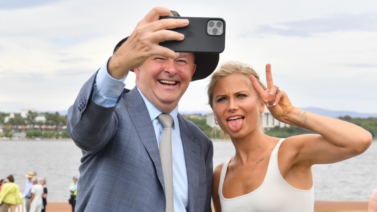 Anthony Albanese and Grace Tame (file image)