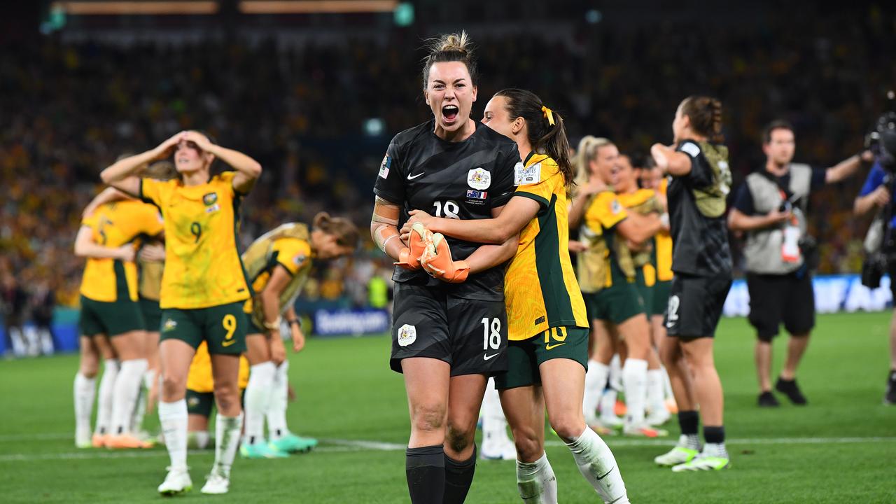 (L-R) Mackenzie Arnold and Hayley Raso.