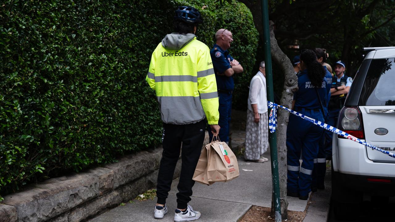 Police work at the scene of a shooting in Potts Point, Sydney