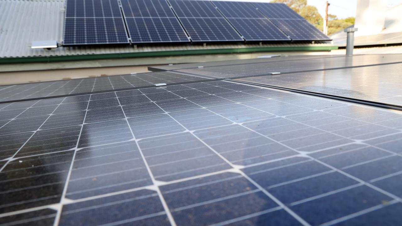 Solar panels are seen on the roof of a property in Adelaide