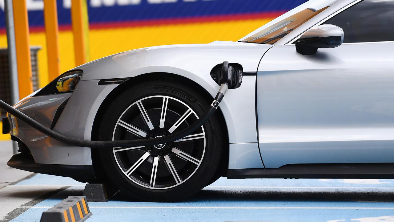 Electric vehicle being charged