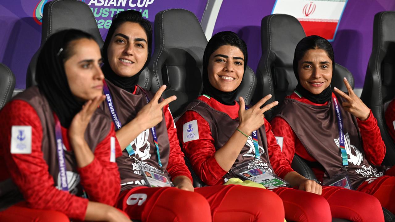 Iranian women's soccer players at an AFC Women's Asian Cup match