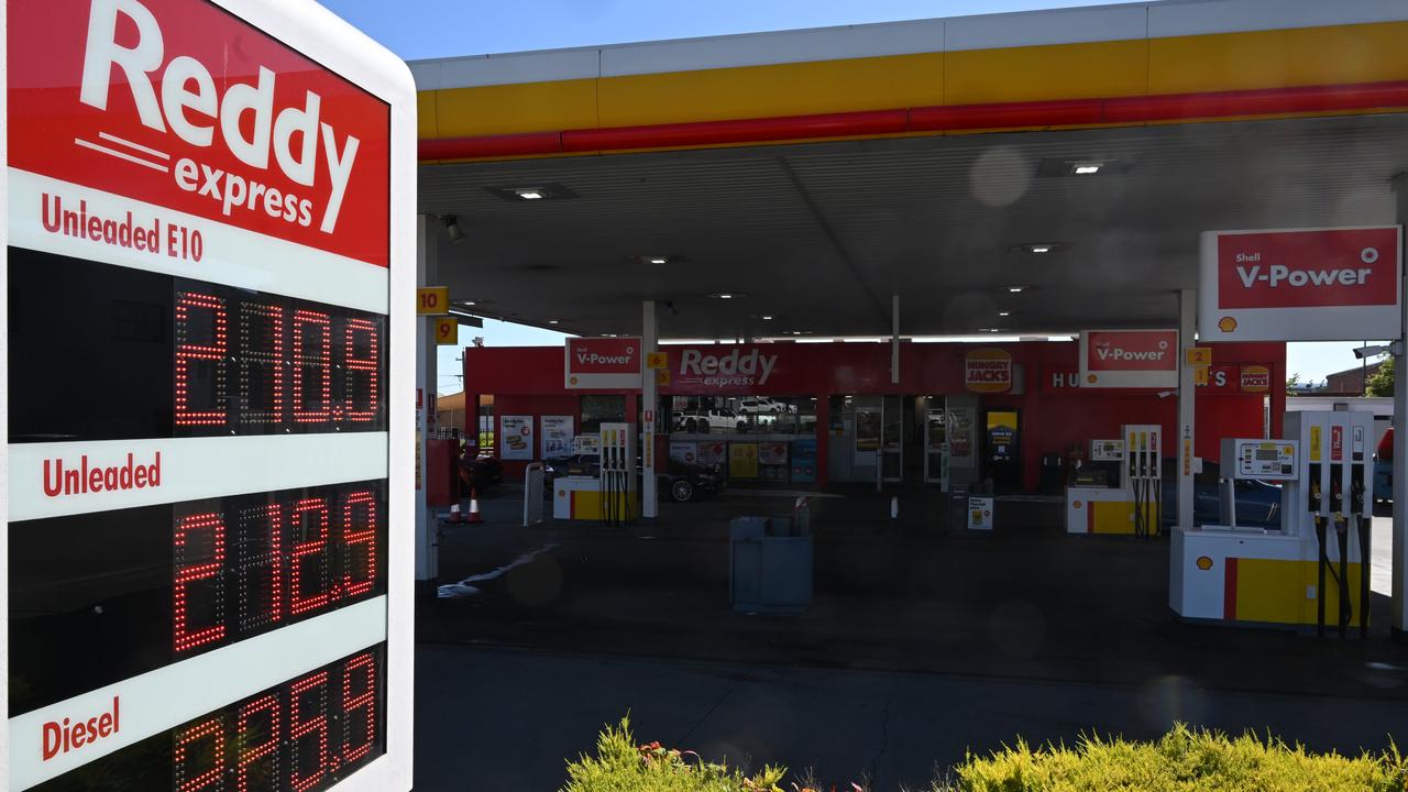 Fuel prices are displayed at a petrol station in Canberra