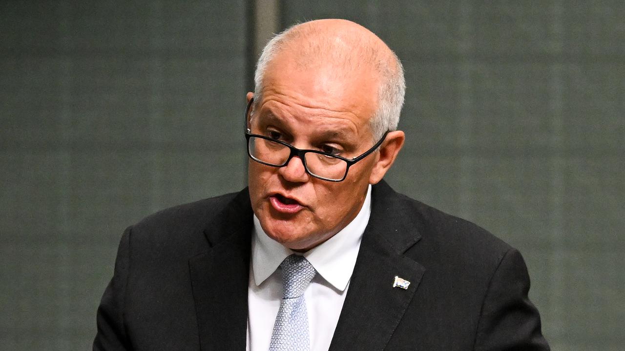 Former prime minister Scott Morrison speaks in parliament