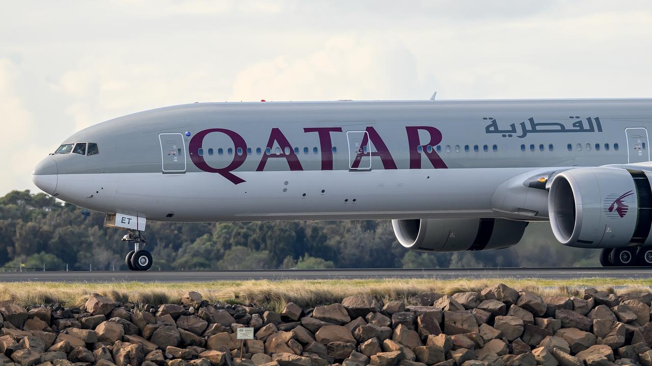 A Qatar Airways plane at Sydney International Airport