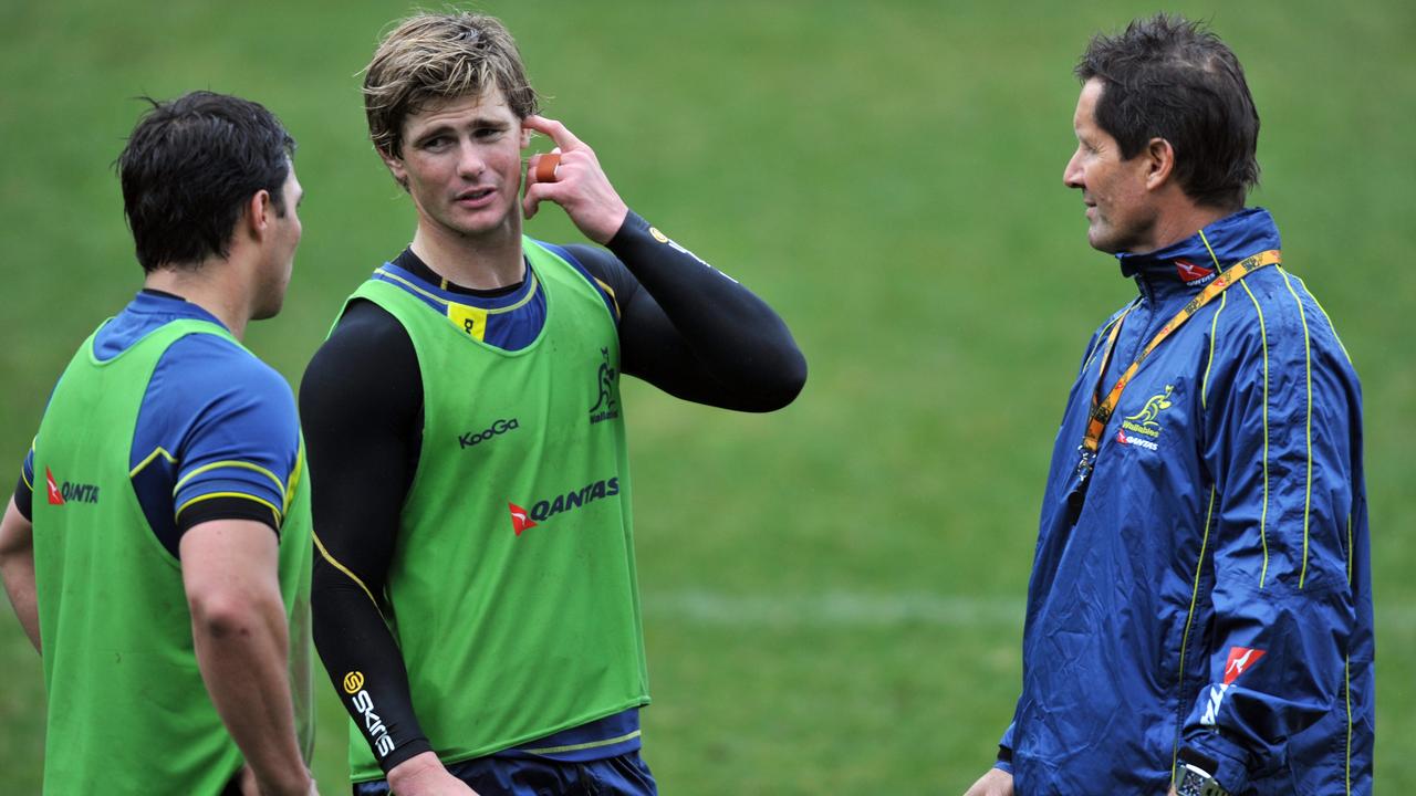 Nick Phipps, Berrick Barnes and coach Robbie Deans