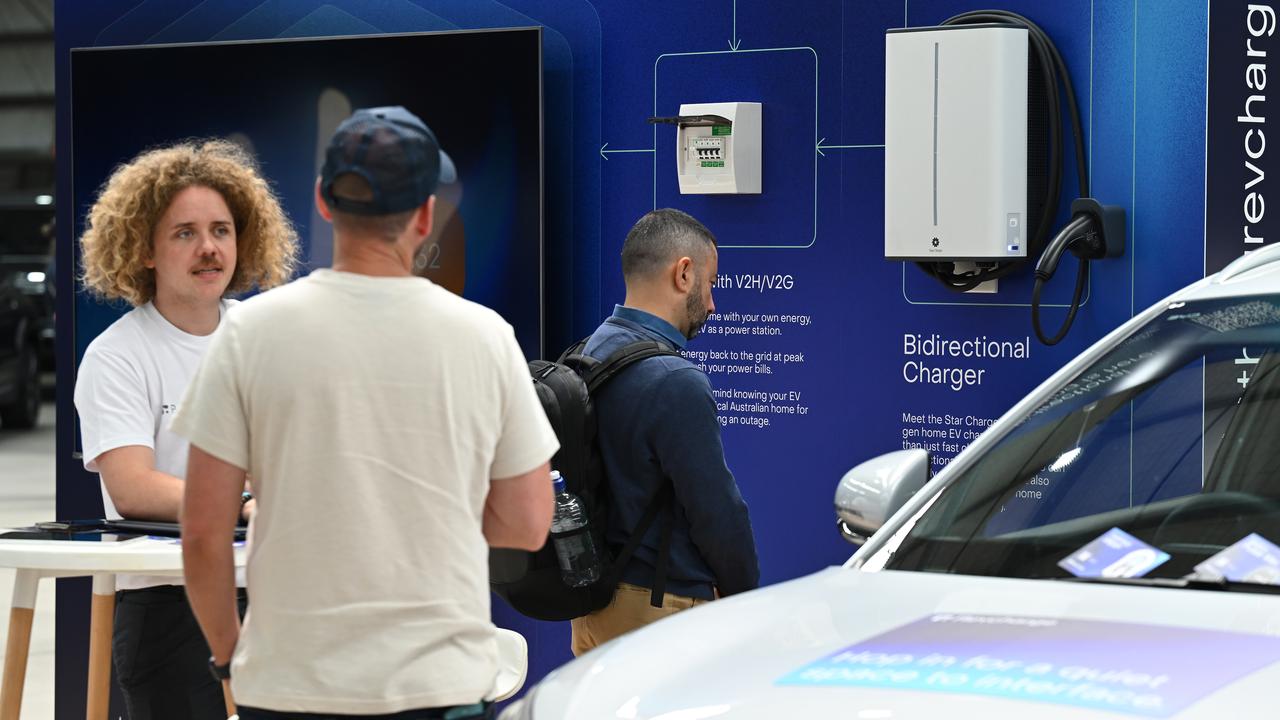 Chargers at an EV car expo