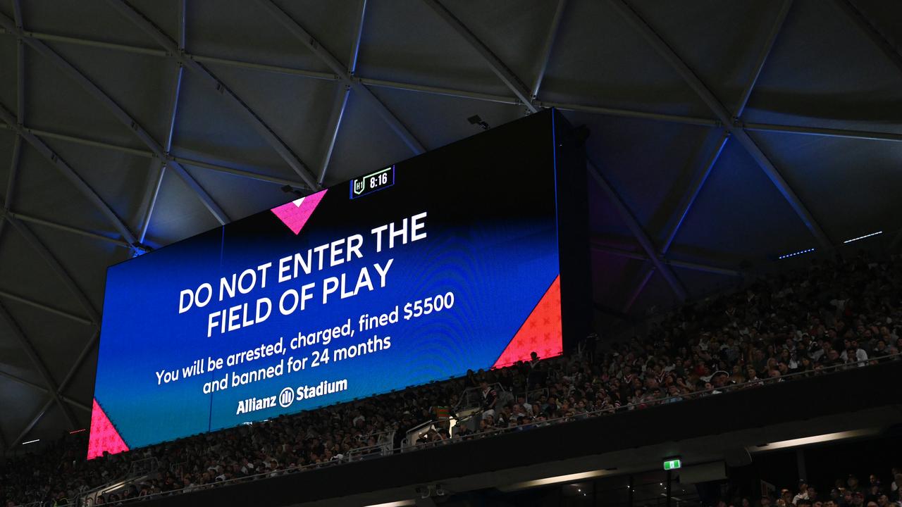 Patrons are warned not to enter the field