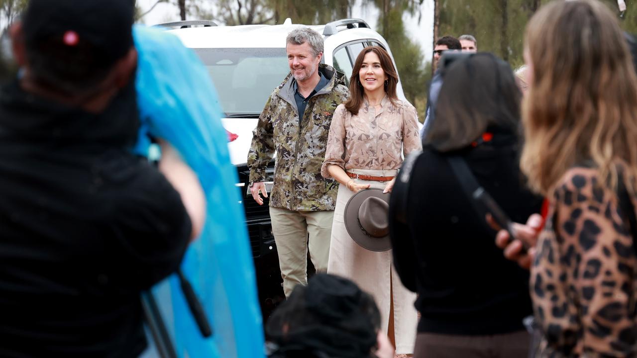 King Frederik and Queen Mary are greeted by Aboriginal elders at Uluru