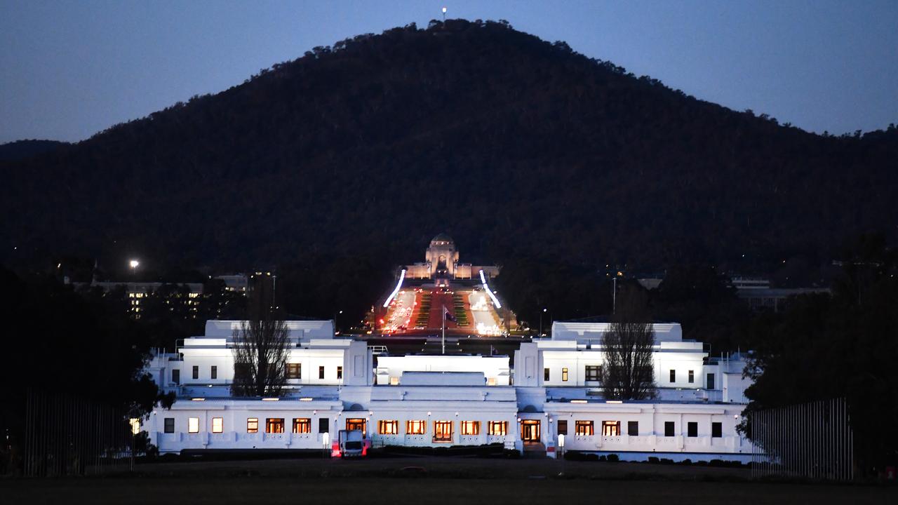 Old Parliament House, the Australian War Memorial and Mount Ainslie 