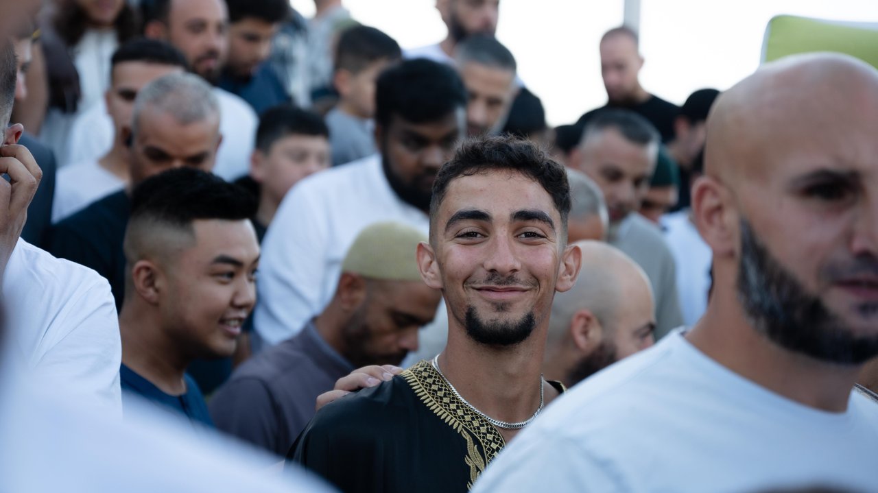 Crowds celebrating Eid al-Fitr