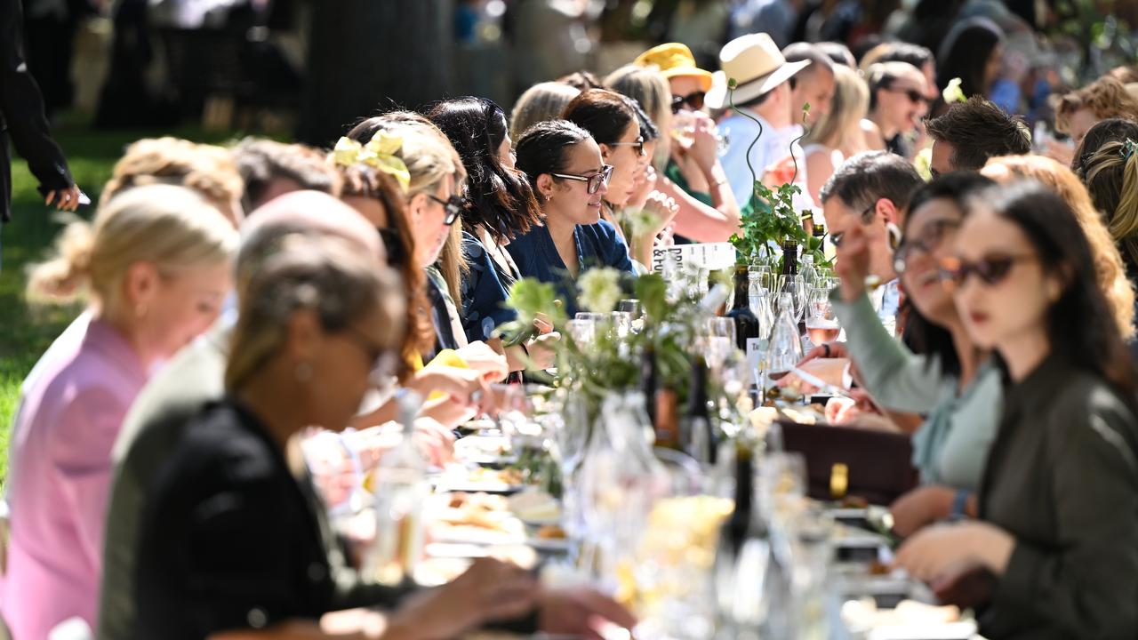 People attend the World's Longest Lunch