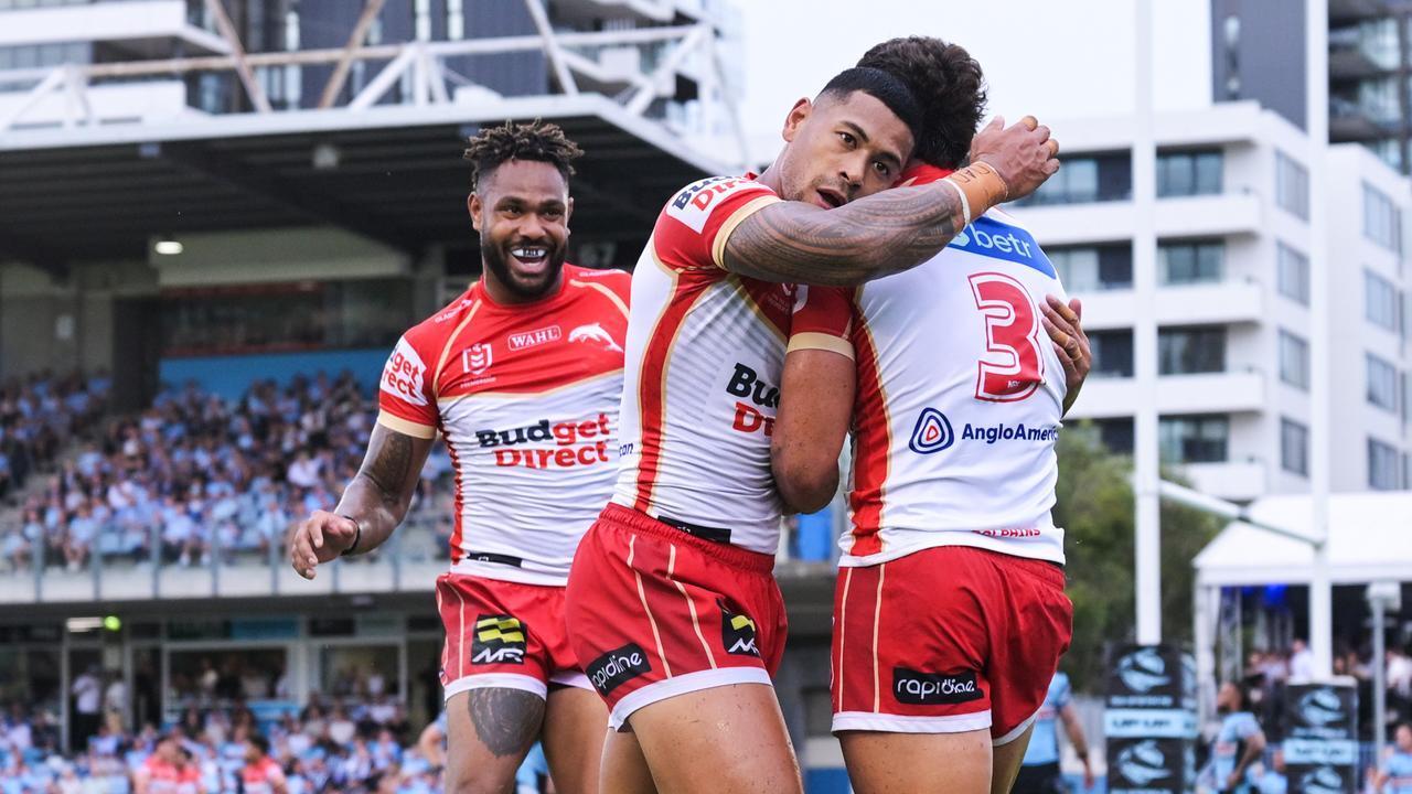 Celebrating Dolphis players.