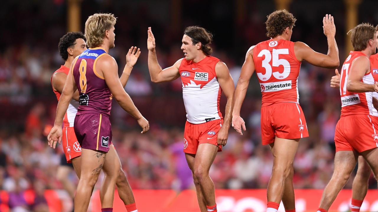 Celebrating Sydney Swans players.