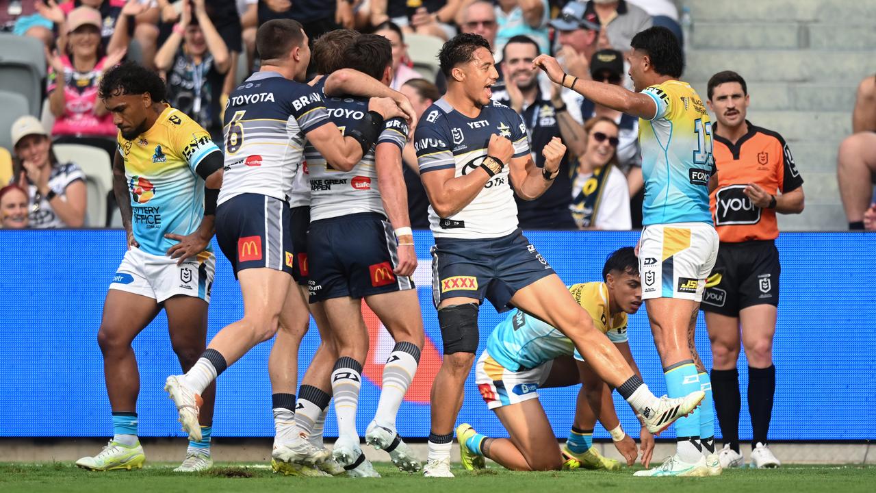 Celebrating North Queensland Cowboys players.