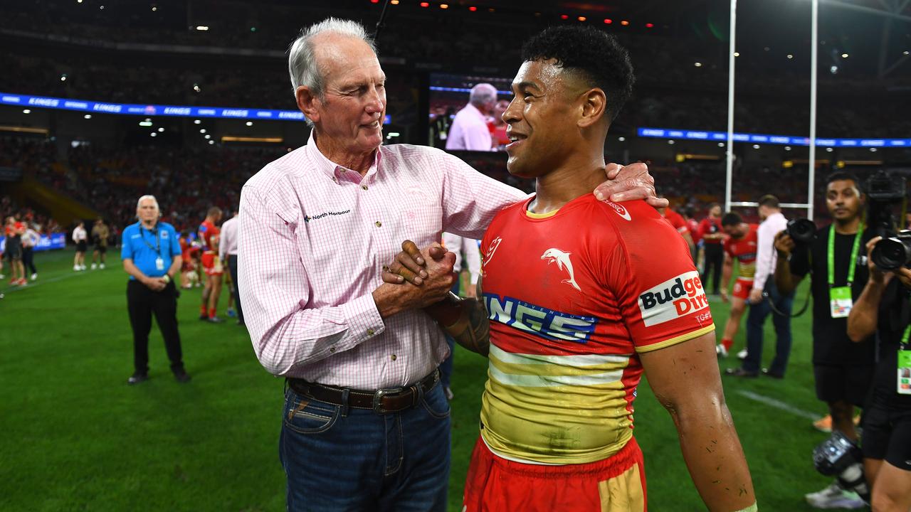 Wayne Bennett with Jamayne Isaako.