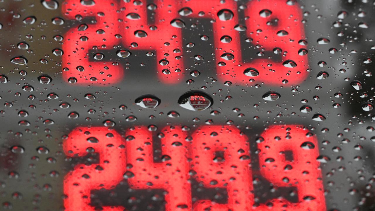Fuel prices reflected in rain drops (file image)