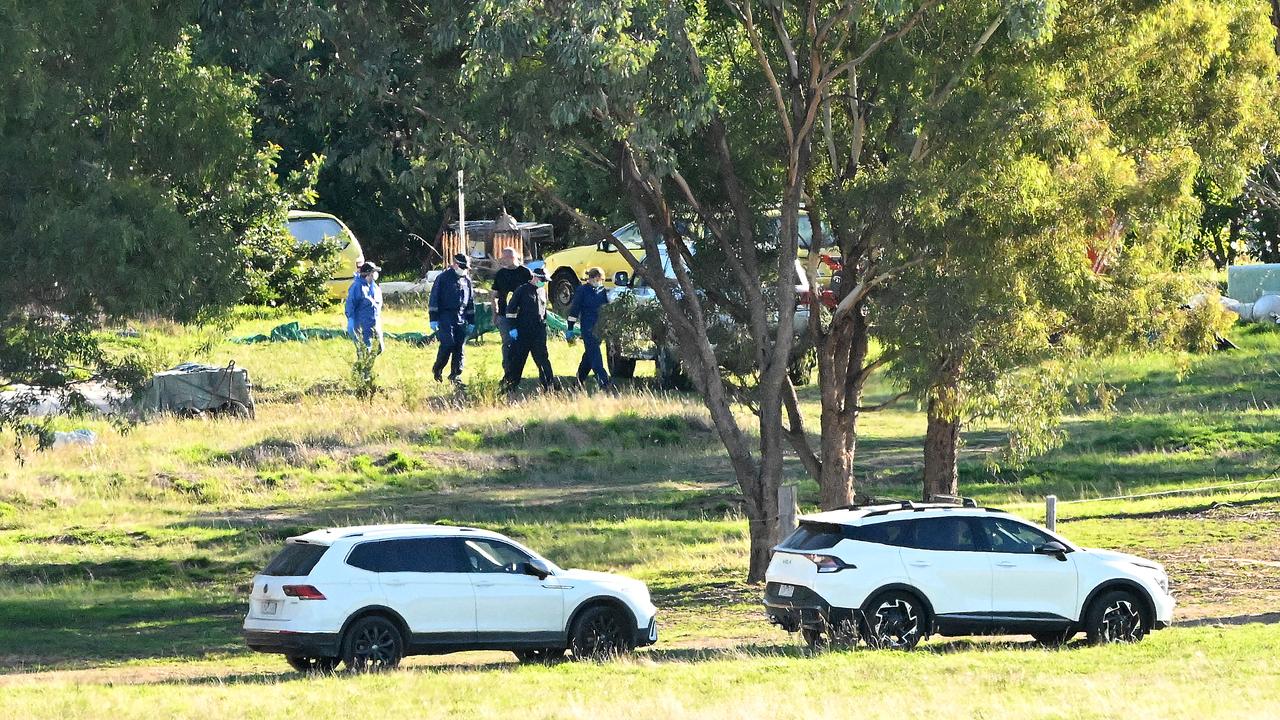 Police at rural crime scene