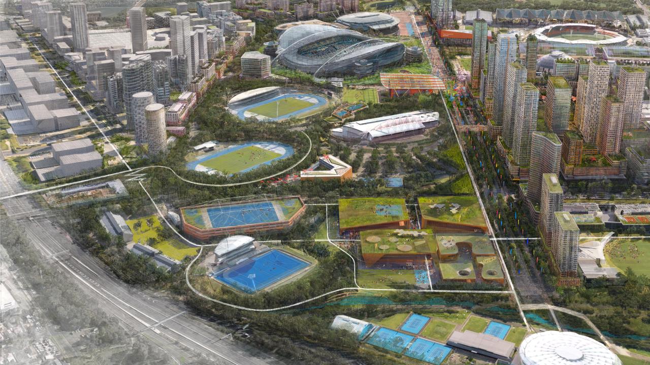 Render of The 2050 master plan for Sydney Olympic Park