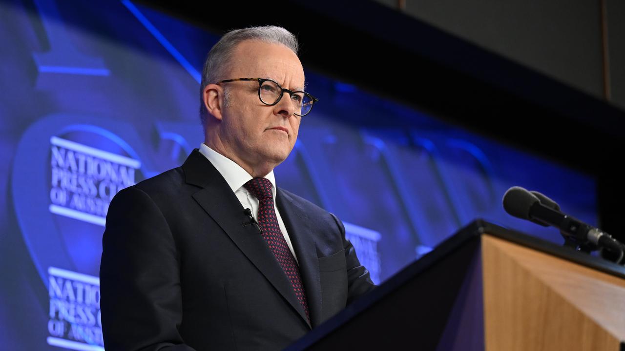 Anthony Albanese delivers an address to National Press Club