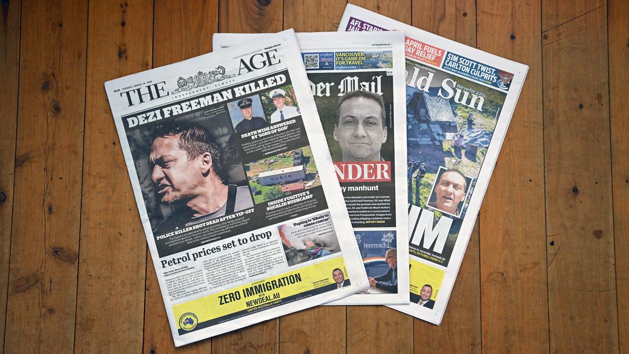 Newspapers carrying stories of Dzi Freeman's death