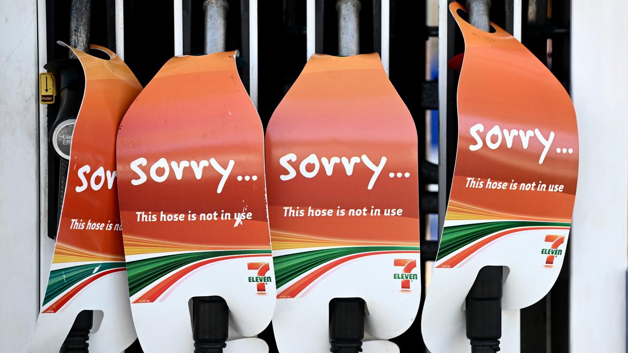 A petrol station is seen with no petrol available