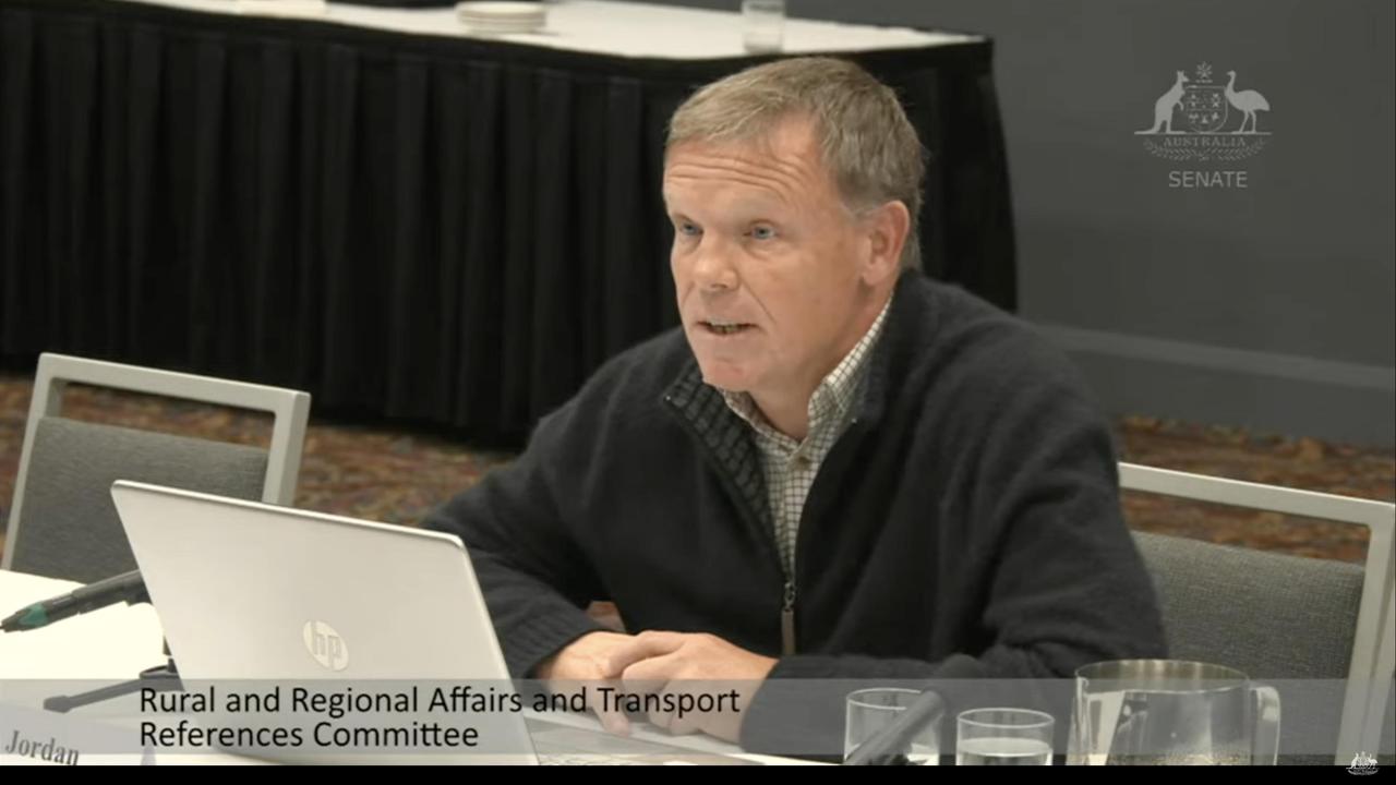 Tim Jordan speaking at a Senate inquiry into the aviation sector