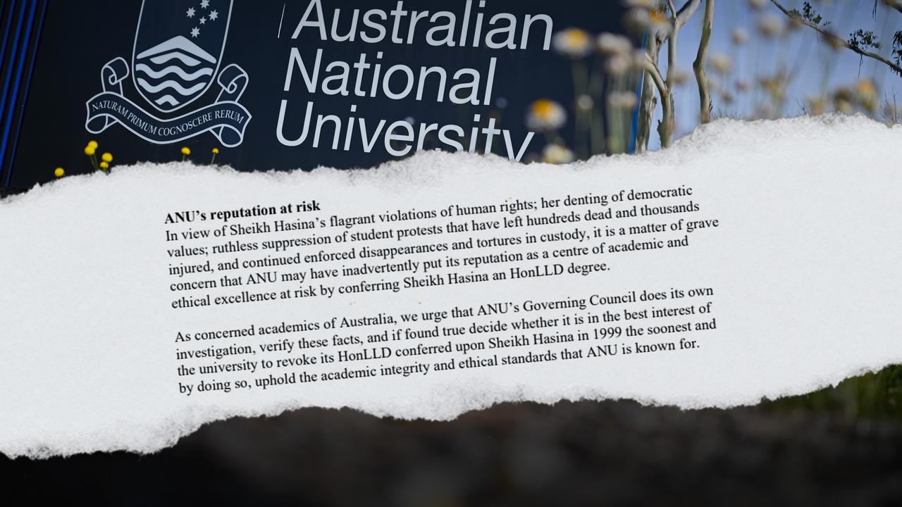 Extract from a letter from academics to ANU