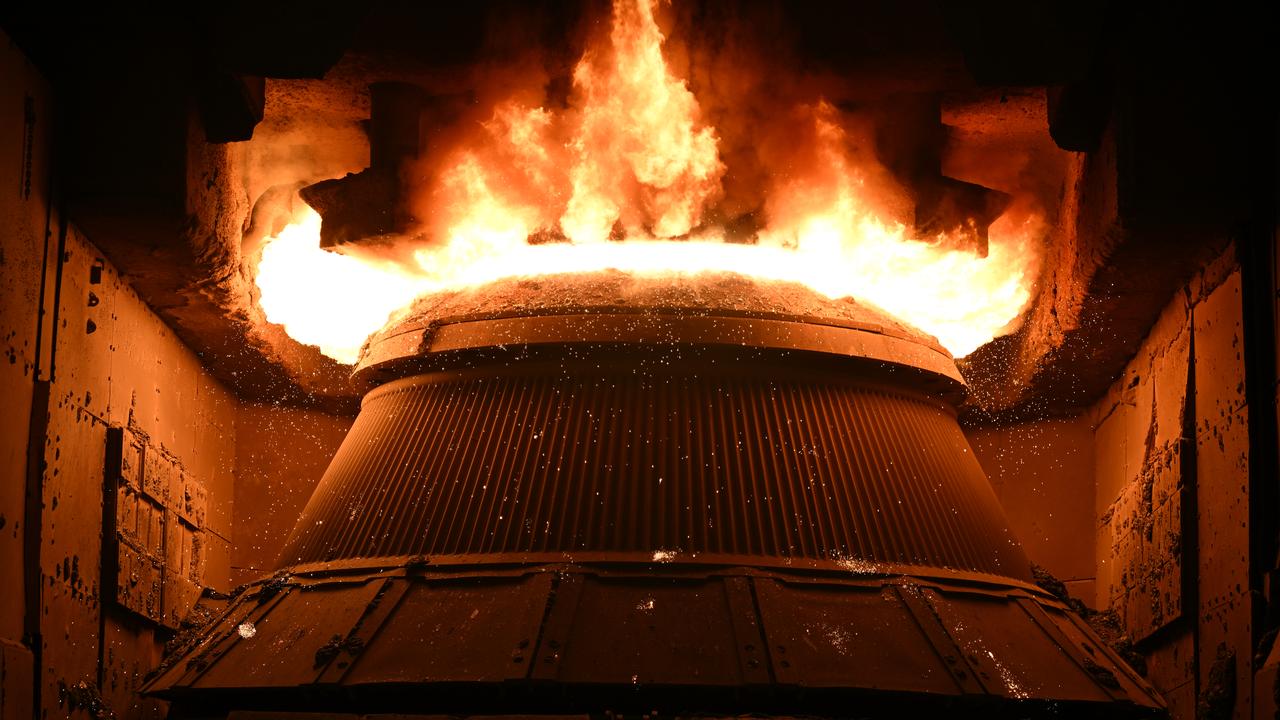 Molten steel being made