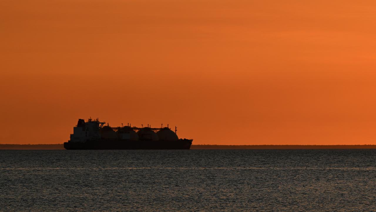 An LNG (Liquefied natural gas) carrier ship