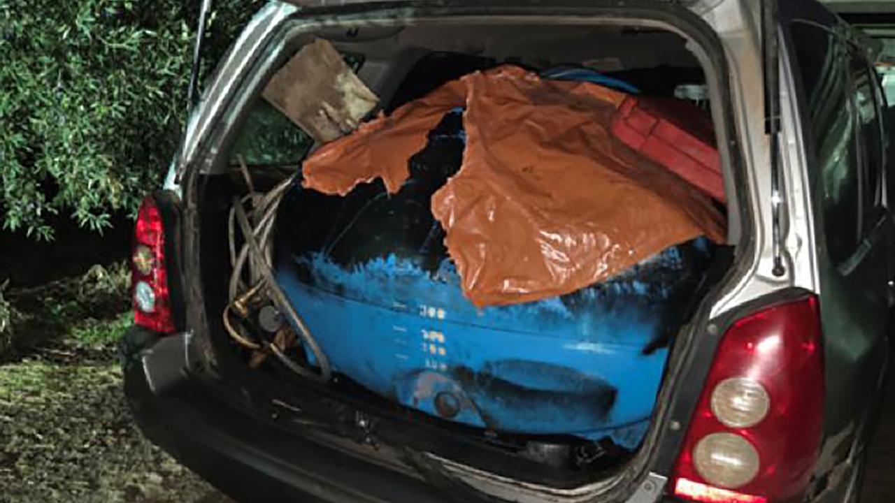 A tank in the car of a man accused of stealing in diesel in Adelaide