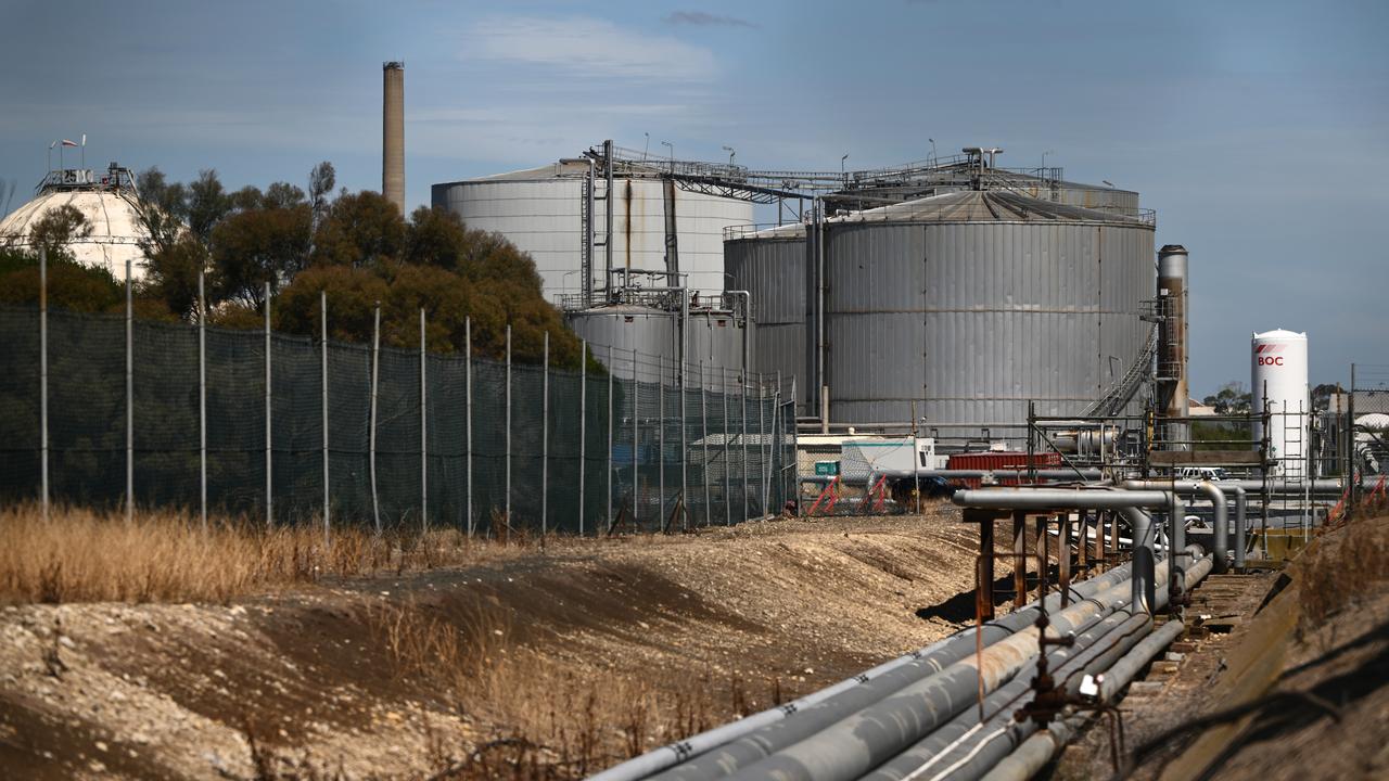 Storage silos at the Geelong Oil Refinery