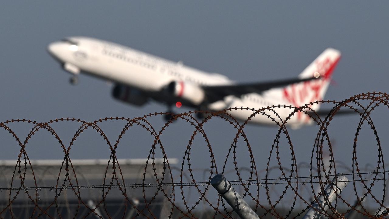 Virgin Australia aircraft departs from Brisbane Airport