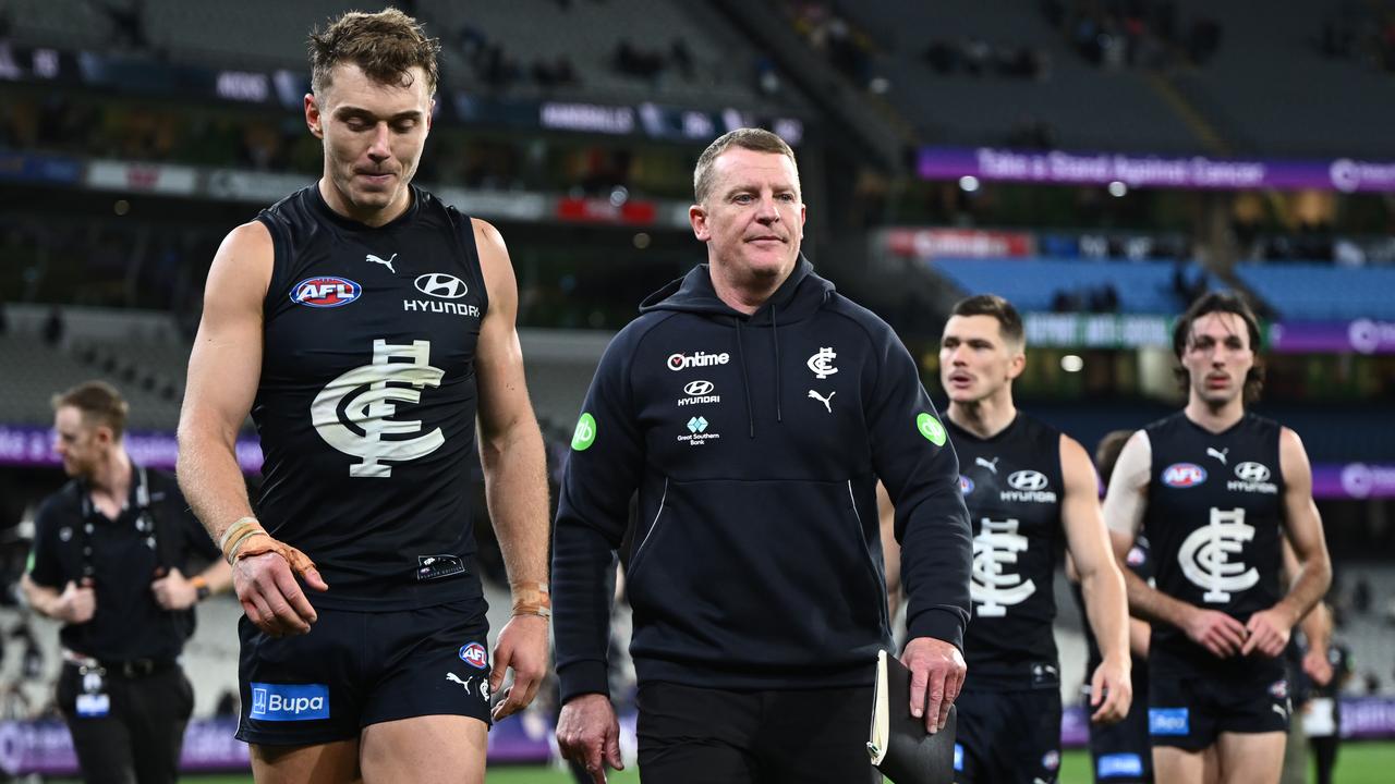 Carlton captain Patrick Cripps and coach Michael Voss