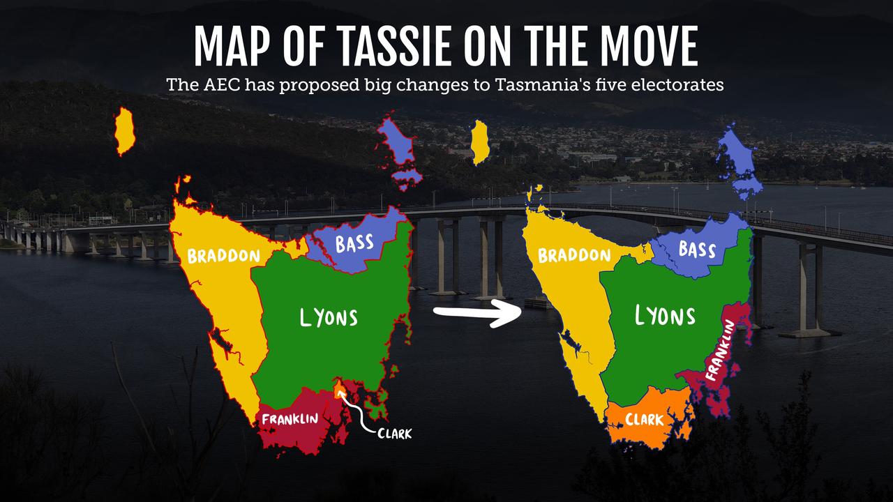Proposed changes to Tasmania's five electorates