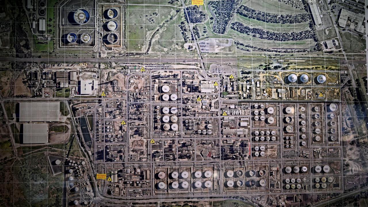A map of the Viva Energy Refinery in Corio