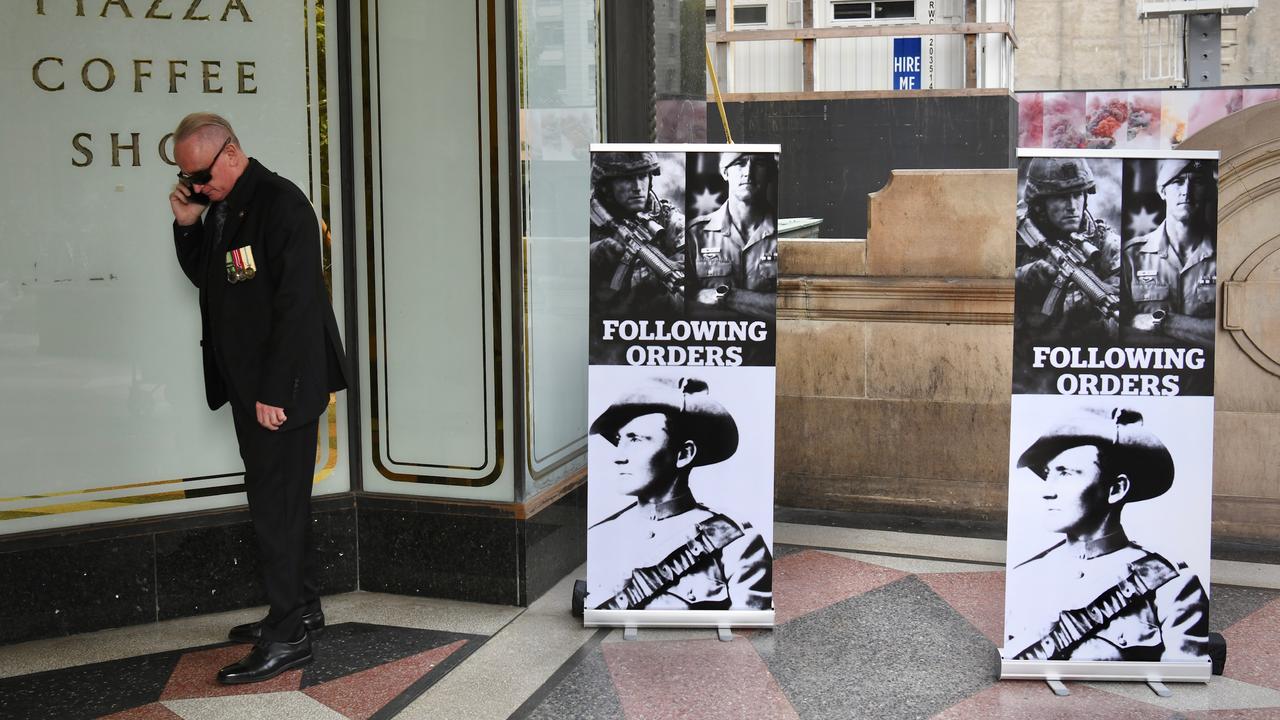 Placards outside court
