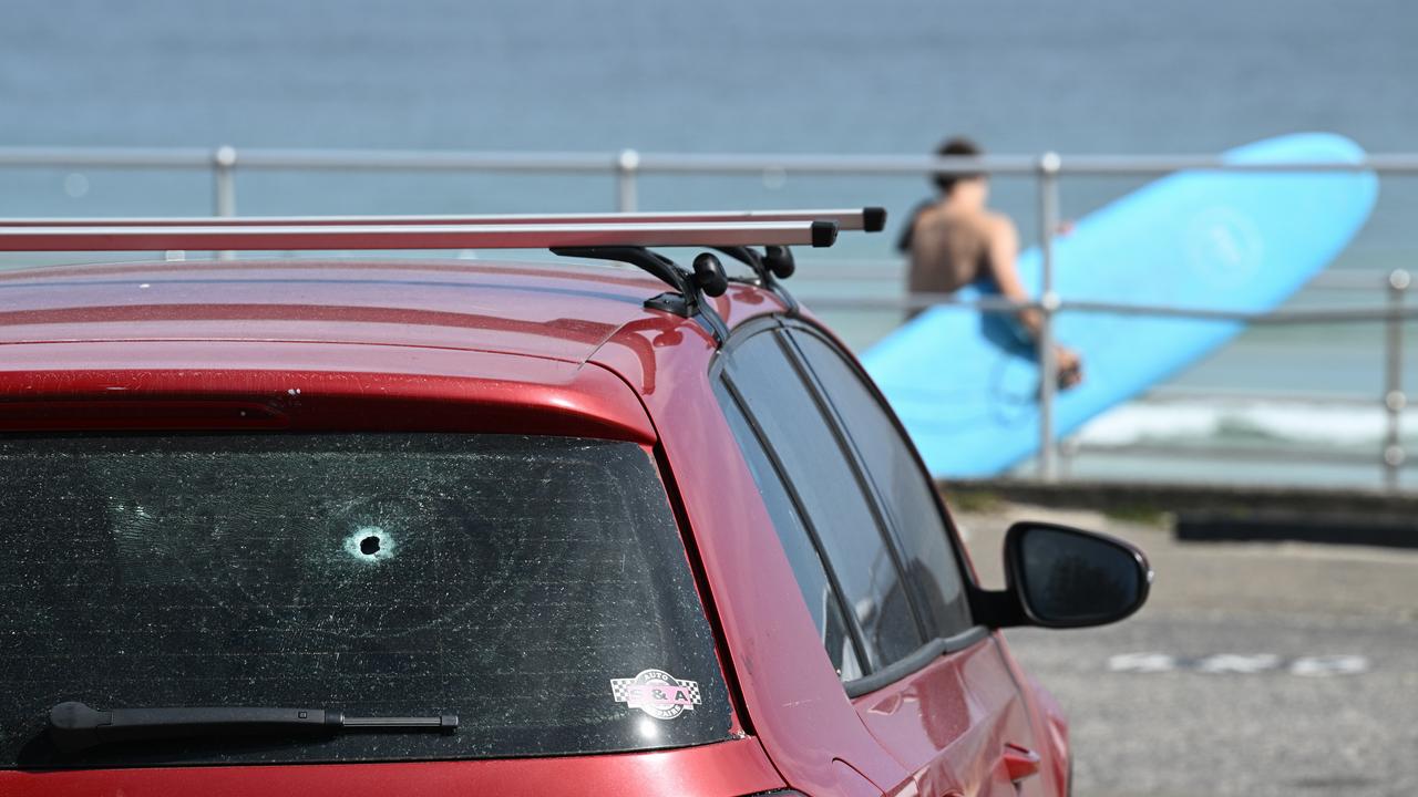Bullet hole in a car at Bondi