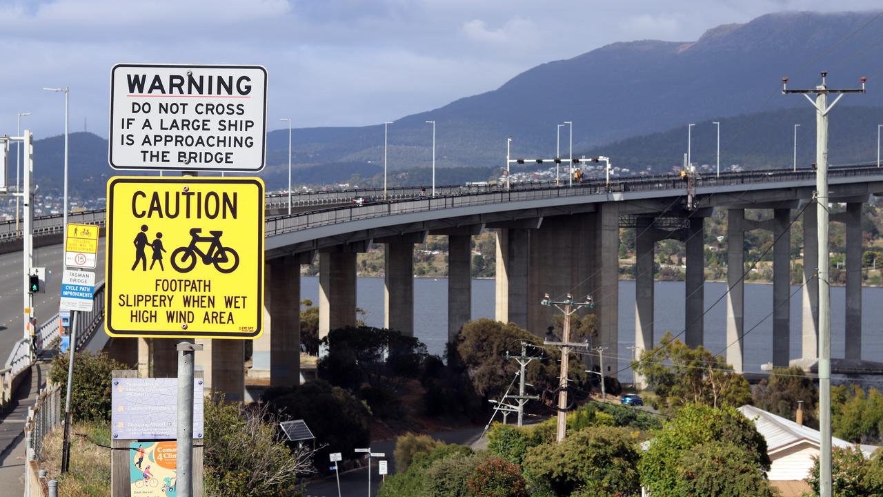 Signage near the Tasman Bridge (file image)