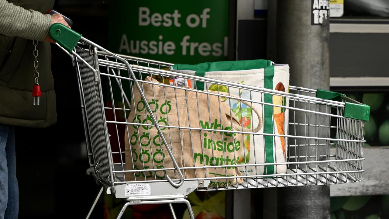 A shopping bag with Woolworths signage