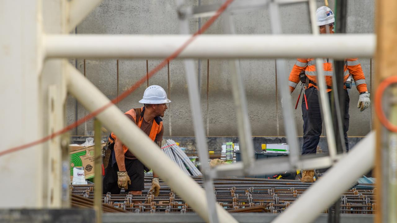 A construction worker works on steel reinforcing (file image)