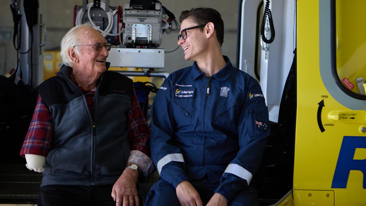 Clive Weie with LifeFlight doctor Daniel Bundock