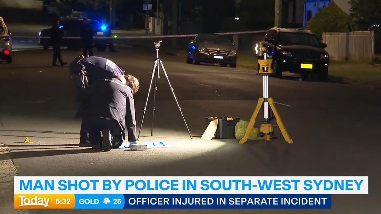 Police investigate an incident where an officer was rammed