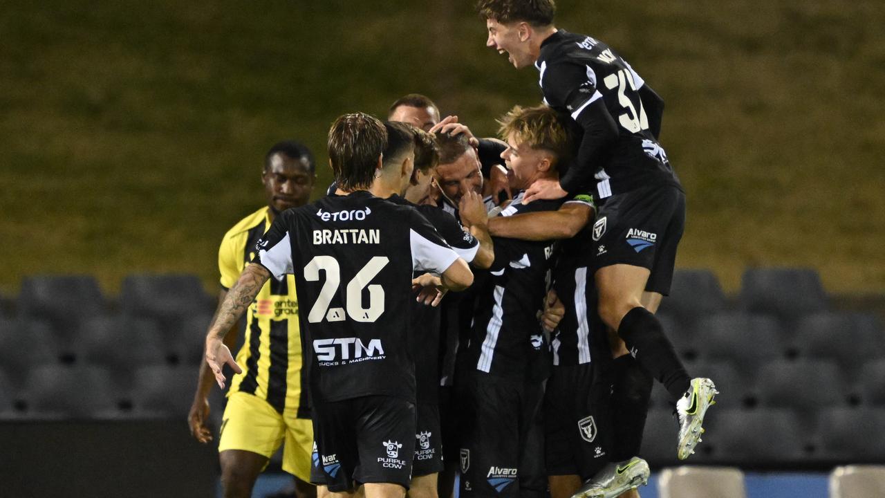 Matthew Jurman after netting for Macarthur.
