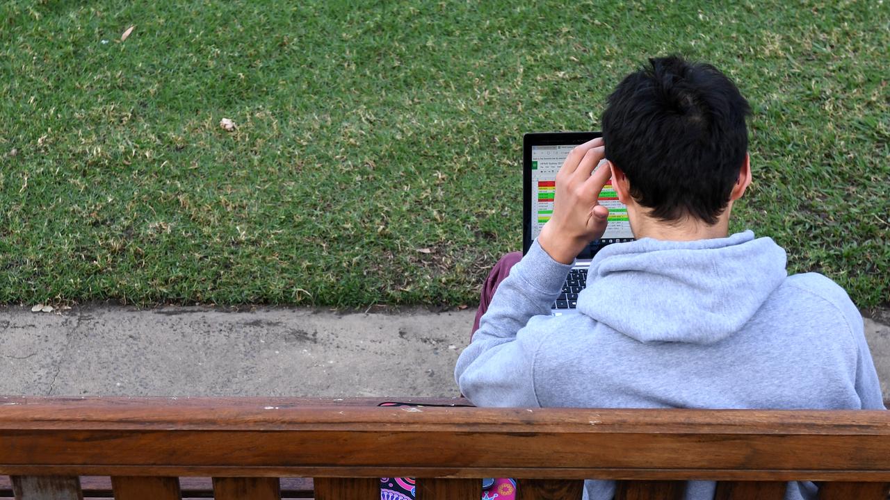 A student works on a laptop at the University of Sydney in Sydney
