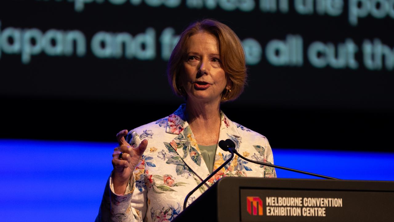 Julia Gillard speaks at the Women Deliver conference in Melbourne